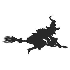 Halloween Flying Witch Silhouette Illustration