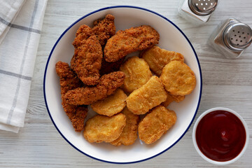 Homemade Chicken Strips and Nuggets with Ketchup