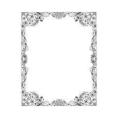 Symmetric Ornamental vector of frame or border with flowers or scrolls work