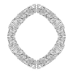 Symmetric Ornamental vector of frame or border with flowers or scrolls work