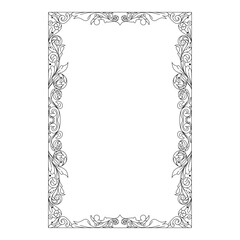 Symmetric Ornamental vector of frame or border with flowers or scrolls work