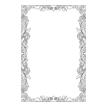 Symmetric Ornamental vector of frame or border with flowers or scrolls work