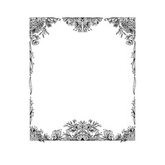 Symmetric Ornamental vector of frame or border with flowers or scrolls work