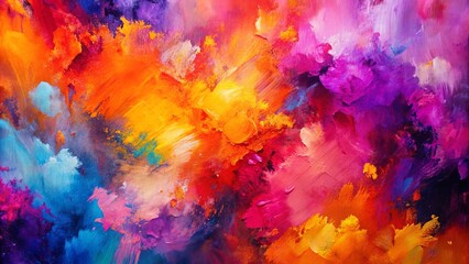 Vibrant abstract painting with bold strokes of pink, orange, and purple , abstract, composition, colorful, vibrant, pink