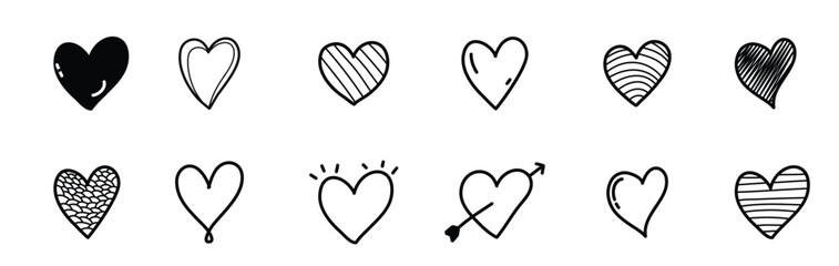 Set of Hand Drawn Heart.