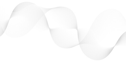 Abstract white blend digital wave lines and technology transparent background. Minimal carve wavy white and gray flowing wave lines and glowing moving lines. Futuristic sound wave lines background.