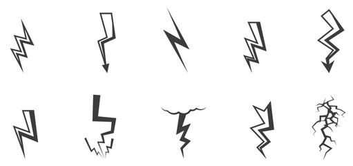 Lightning monochrome icons set