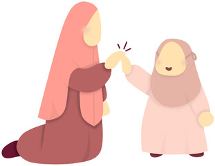 Mother and daughter are high-fiving