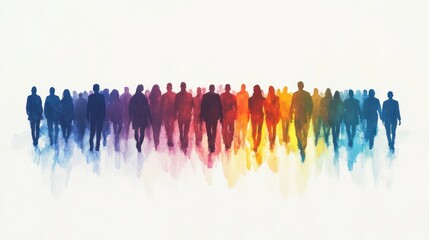 Naklejka premium Vector silhouettes of Crowd silhouette,People group colorful shadow men and a women business people silhouettes,person team mystery,Vector illustration black shapes isolated on white background.