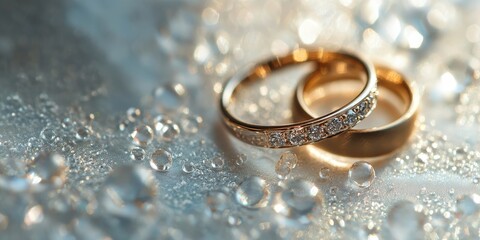 Macro shot of wedding rings with an elegant backdrop, emphasizing the symbolism and significance of marriage