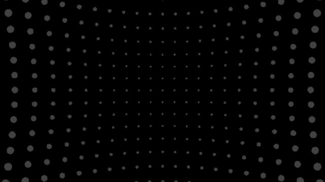 Abstract pattern black background animation for advertisement and business illustration. Halftone style Dynamics movable white particles. white dots on a black background. Modern Dot gradient