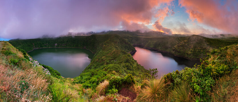 panoramic lagoons in acores in portugal