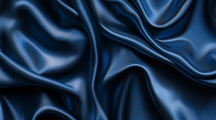 Obraz premium Beautiful dark blue silk satin background. Soft folds on shiny fabric. Generative ai