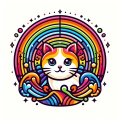 Rainbow Cat Illustration