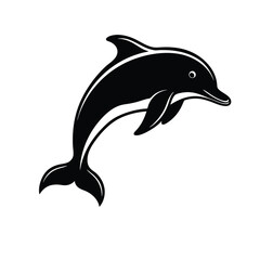 Dolphin jumping Silhouette art logo vector illustration isolated on white background