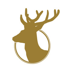 Deer Head in the Circle Frame, can use for Logo Gram, Animal Illustration, Apps, Website or Graphic Design Element. Format PNG