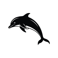 Dolphin jumping Silhouette art logo vector illustration isolated on white background