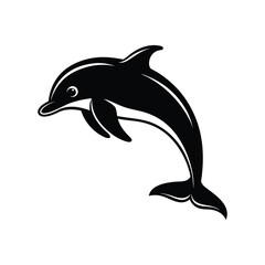 Obraz premium Dolphin jumping Silhouette art logo vector illustration isolated on white background
