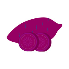 Natural organic vegetable purple sweet potato, healthy vector green food