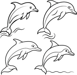 A package of Dolphin, leaping out of the water in a fluid motion, with clean, curved lines on a white background