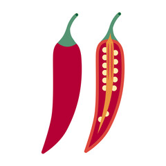Natural organic vegetable red chili, healthy vector green food