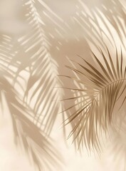 Obraz premium Photo of palm covering shadow on cream color 