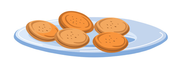 Plate of round biscuits isolated