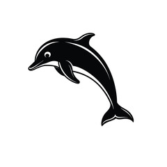Dolphin jumping Silhouette art logo vector illustration isolated on white background
