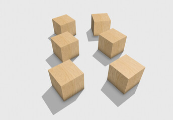 wooden blocks isolated on white background with shadow