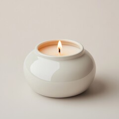 Elegant White Ceramic Candle Jar: Minimalist Design for Branding, Gifts, and Home Decor. Versatile Mockup for Valentine's Day, Birthdays, Aromatherapy, Meditation, and Marketing. Perfect for UI, Web D