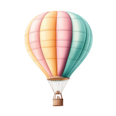 Fototapeta premium Colorful hot air balloon flying high, symbolizing adventure and freedom, perfect for travel, festival, and outdoor themes.