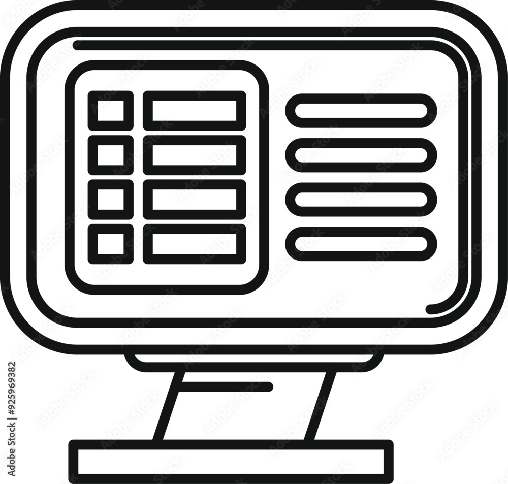 Poster icon of a desktop computer monitor displaying a spreadsheet with data