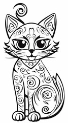 Fototapeta premium image of Adorable Cat Illustration for Coloring