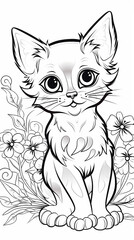 Fototapeta premium image of Adorable Cat Illustration for Coloring