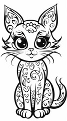 Fototapeta premium image of Adorable Cat Illustration for Coloring