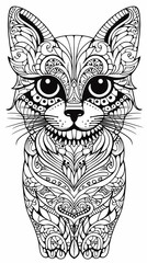 Fototapeta premium image of Adorable Cat Illustration for Coloring