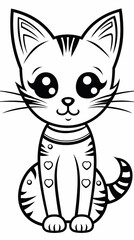 Fototapeta premium image of Adorable Cat Illustration for Coloring