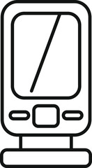 Mobile phone standing on a charging dock in outline style for apps and websites