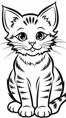 Fototapeta premium image of Adorable Cat Illustration for Coloring