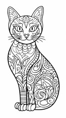 image of Adorable Cat Illustration for Coloring