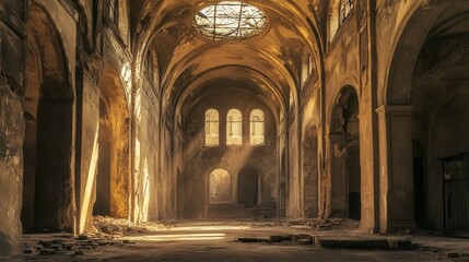 Obraz premium Ruins of an old church interior.