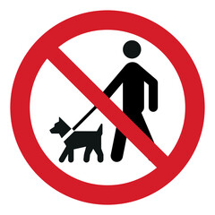 ISO prohibition safety signs_no walking dog symbol and pictogram only size 1 x 1 round shape