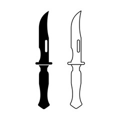 Knife symbol and clip art. Knife black and white flat vector icon design