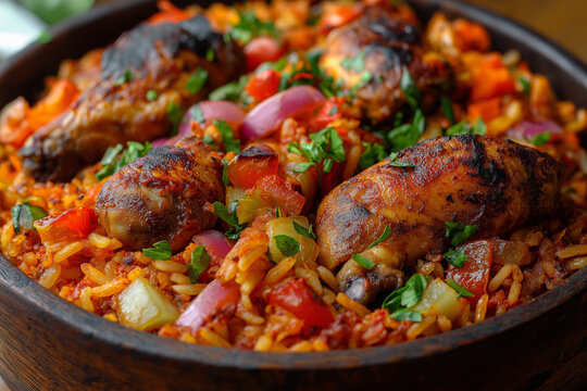 Traditional Riz Gras with Grilled Chicken &ndash; A West African Culinary Delight