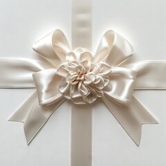 A simple cream-colored ribbon with a clean white background, focusing on its gentle hue and graceful design