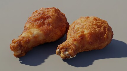 Hyper-Realistic and Ultra-Detailed Image of Two Pieces of Fried Chicken, Capturing Every Texture and Color