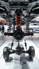 Detailed Hybrid Car Suspension System Educational Display for Automotive Engineering Studies