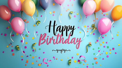 Vibrant Birthday Celebration Background with Colorful Balloons and Confetti