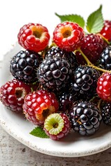 Still Life of Blackberry Fruit on White Background