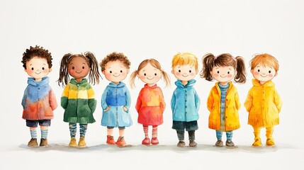 Joyful Gathering of Diverse Children in Spring